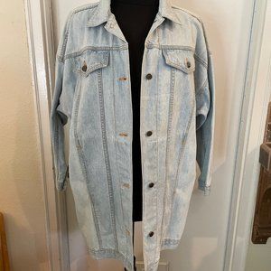 Denim Long Jean Jacket Vintage 90s Venezia Faded Blue Size M